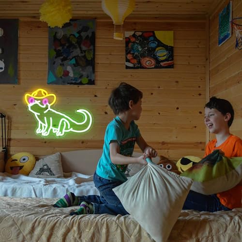 Image of Cowboy Lizard Neon Sign Cool Animal LED Lights for Bedroom Man Cave Decor