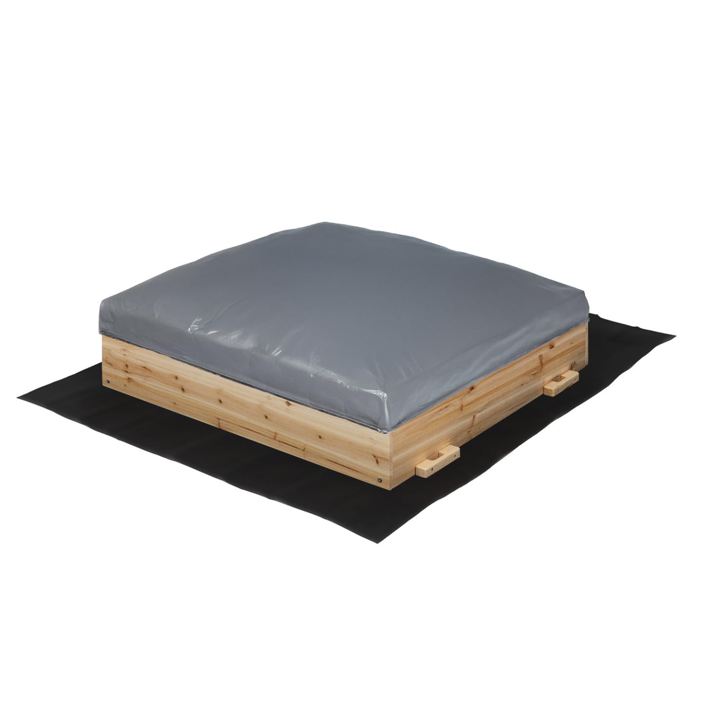 IDMarket - Bac à Sable Funny Bois refermable avec 2 bancs et bâches de Protection