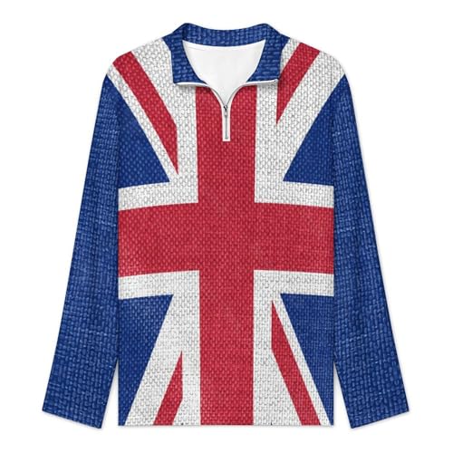 British Flag Men's Knit Polo- Sweater Classic Convenient Long Sleeve Zipper Pullover Sweater2