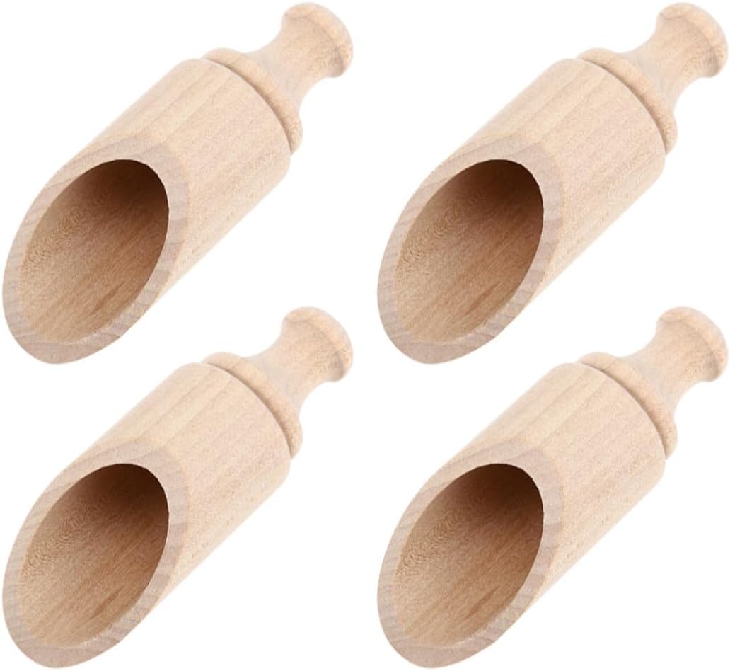 4pcs Wooden Salt Spoons, Small Teaspoons for Kitchen Condiment Use Xmas