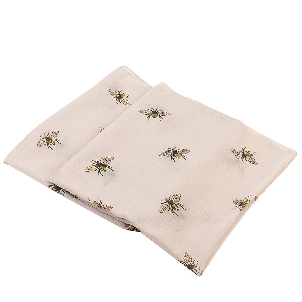 World Of Shawls Women's Beige Girls Glitter Bumble Bees Scarves Wraps Shawl Soft Scarf (Beige)