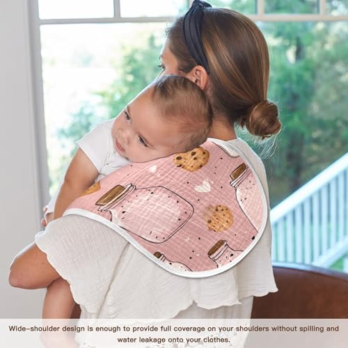 Cute Milk Bottle Cookie Burp Cloths Baby Boys Girls Absorbent Soft Cotton Burping Cloths Rags, 4 Pack4