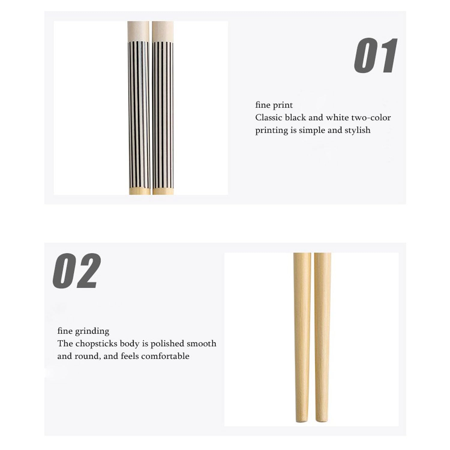 Bacchette riutilizzabili Bacchette in bambù da 24 cm Bacchette in bambù Naturali per la casa Set per la Famiglia 5 Doppie