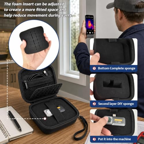 Image of Boobowl Case Compatible with for Flir One /for Thermal Master P1 /for TOPDON TC002C / for Fluke Thermal Camera, Infrared Cameras Storage Holder Box for USB Cabless(Bag Only) (Black, For Smartphones)