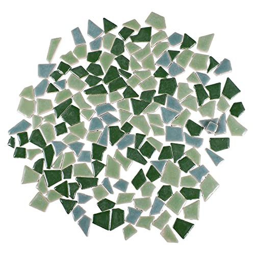 Exceart 200G Ceramic Mosaic Tiles Colorful Irregular Broken Porcelain Tiles Crystal Mosaic Glass Pieces For Diy Crafts Plates Flowerpots Handmade Home Decor Green #TOP12