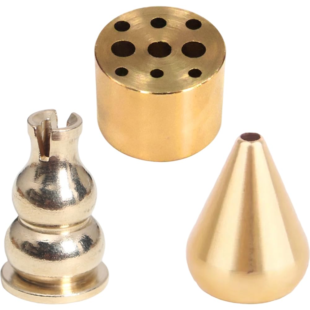 Culer Metallic Brown 3Pcs/Set Brass Incense Burner Holder For Incense Stick Coil Bottle Gourd Shaped Copper Incense Holder