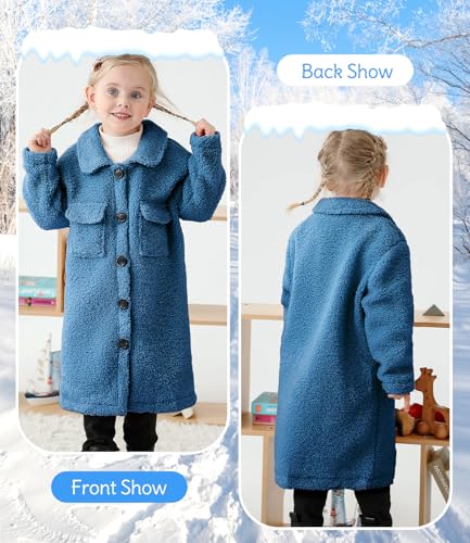 Girls Fleece Jacket 4-7 Years Soft Lining Warm Jackets for Girl Lapel Long Coat Clothes Button Up Outwear2