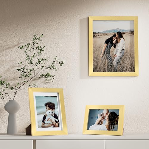 Image of Vittanly Picture Frames Set of 10, Picture Frames Collage Wall Decor with Two 8x10, Four 5x7, and Four 4x6 Photo Frames, Gallery Wall Frame Set for Wall or Tabletop Display, Gold