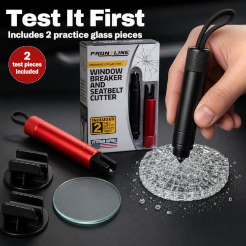 FRONTLINE Window Breaker and Seatbelt Cutter, 2 Pack Emergency Escape Tool - image 2