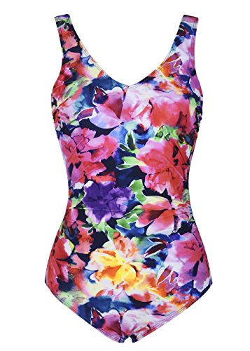 Septangle Damen Einteiliger Badeanzug Push up Swimwear Schwimmanzug Monokini für Sommer, Gefärbt EU42 B-Cup