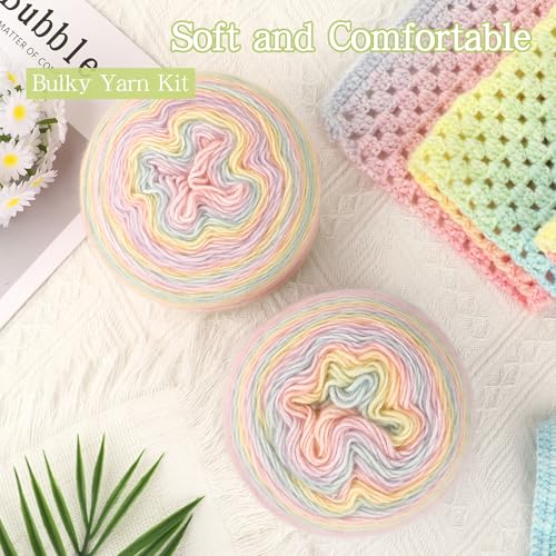 Image of Katech Ombre Yarn for Crocheting Knitting-Gradient Cake Variegated Soft Yarn with Vibrant Colors,Multicolor-Perfect for Blankets, Scarves, Shawls and Garments (Color D)