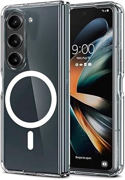 GGM GİYİM & AKSESUAR Samsung Galaxy Z Fold 6 için Magsafe ile Uyumlu Arka Kısmı Şeffaf Kenarları Silikon Yapılı Güçlendirilmiş Mıknatıslı Wireless Kablosuz Şarj Destekli Kılıf (Z Fold 6)