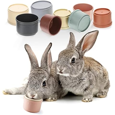 MEWTOGO 8 Pcs Stacking Cups for Rabbits - Multi-Colored Reusable Bunny Toys of Different Sizes, Safe Plastic Nesting Toys for Small Animals Rabbits Bunny Gifts Hiding Food and Playing Cover
