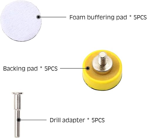 Miniatura 2 de SPEEDWOX Paquete de 5 discos de lijado de 1 pulgada con gancho y bucle con accesorio de taladro de vástago de pulgadas, almohadillas de respaldo y