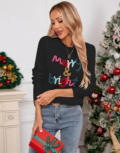 Image of Womens American Flag Sweater Crew Neck Casual Pullover Sweater