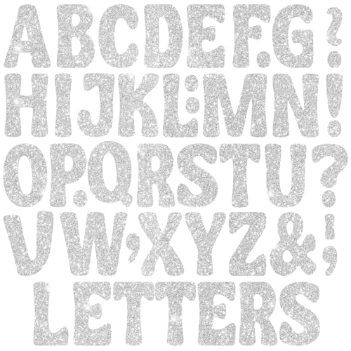 152 PCS Glitter Letter Stickers 3 Inch Large Alphabet Stickers Self-Adhesive Capital Letters for Bulletin Board Poster Board Classroom Decor Birthday Party Wedding Mailbox DIY Crafts (Silver)