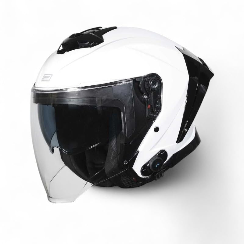 Casco Moto Jet ORIGINE APRICA BT Bianco Lucido – Omologato ECE 22.06 – Con Bluetooth Integrato – Taglie S a XL