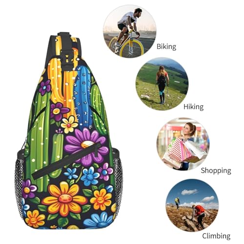 Mochila tipo bandolera unisex con diseño cactus caricatura miniatura 6