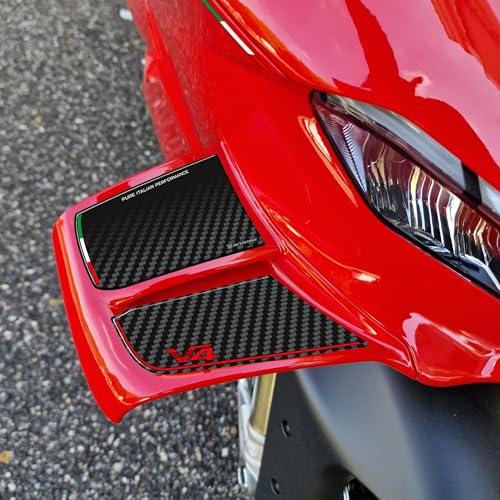 Resin Bike Motorcycle Stickers Compatible with Ducati Panigale-Streetfighter V4-V4S 2025-2026. Aerodynamic Wing Protection Against Bumps and Scratches. 3D Domed Resin Stickers Made in Italy.