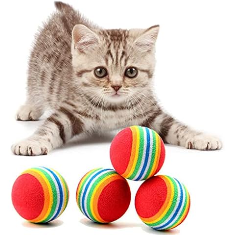 12 PCS 1.4'' Cat Toys Ball Rainbow Color Balls Foam Balls Kitten Activity Chase Play Interactive Playing Chewing Toy Cat Pet Training Teaser Toy Cover