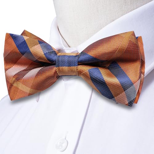 Image of Hi-Tie Bow Ties for Men Pre-Tied Pocket Square with Cufflinks Mens Bowtie Sets for Wedding Formal Party