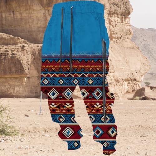 Men's Casual Cargo Pants Western Aztec Joggers Sweatpants Elastic Drawstring Athletic Trousers Hiking Tactical Pants2