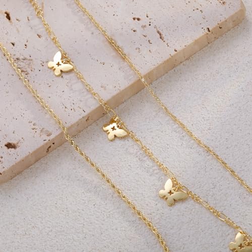 Image of Rotnso Anklets for Women 14K Gold Silver Plated Ankle Bracelets Trendy Waterproof Boho Anklets Set Adjustable Dainty Cute Diamond Beaded Heart Non Tarnish Summer Beach Jewelry Gift