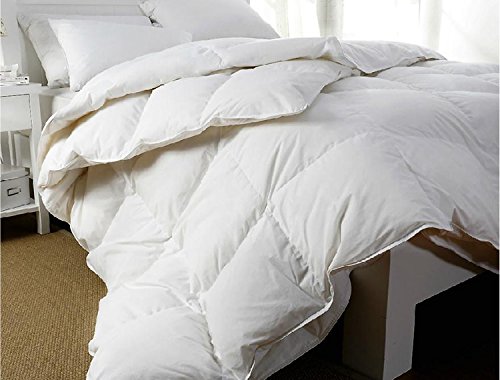 RoseFeather Luxurious White Goose Down Duvet All Seasons Comforter(4.5 Tog +10 Tog),300TC Fabric Cover,Single Soild White (Single 135x200cm(53x79inch))