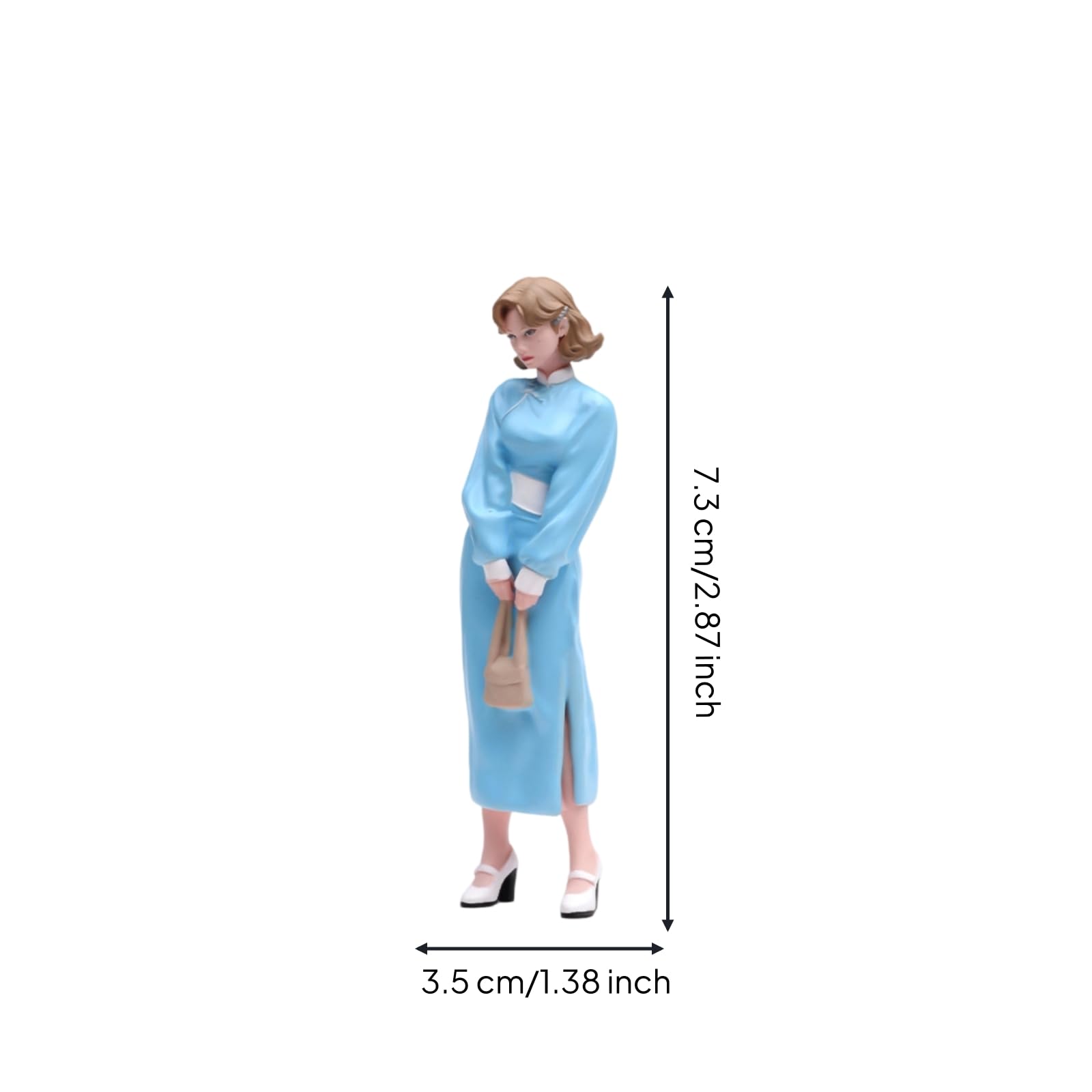 Perfeclan Miniatura Mujer Caminando Figura Estatua Resina Pintada a Mano con Bolsos y Sandalias Estilo para Coleccionistas Adecuada para Dioramas Personalizados, 1/18