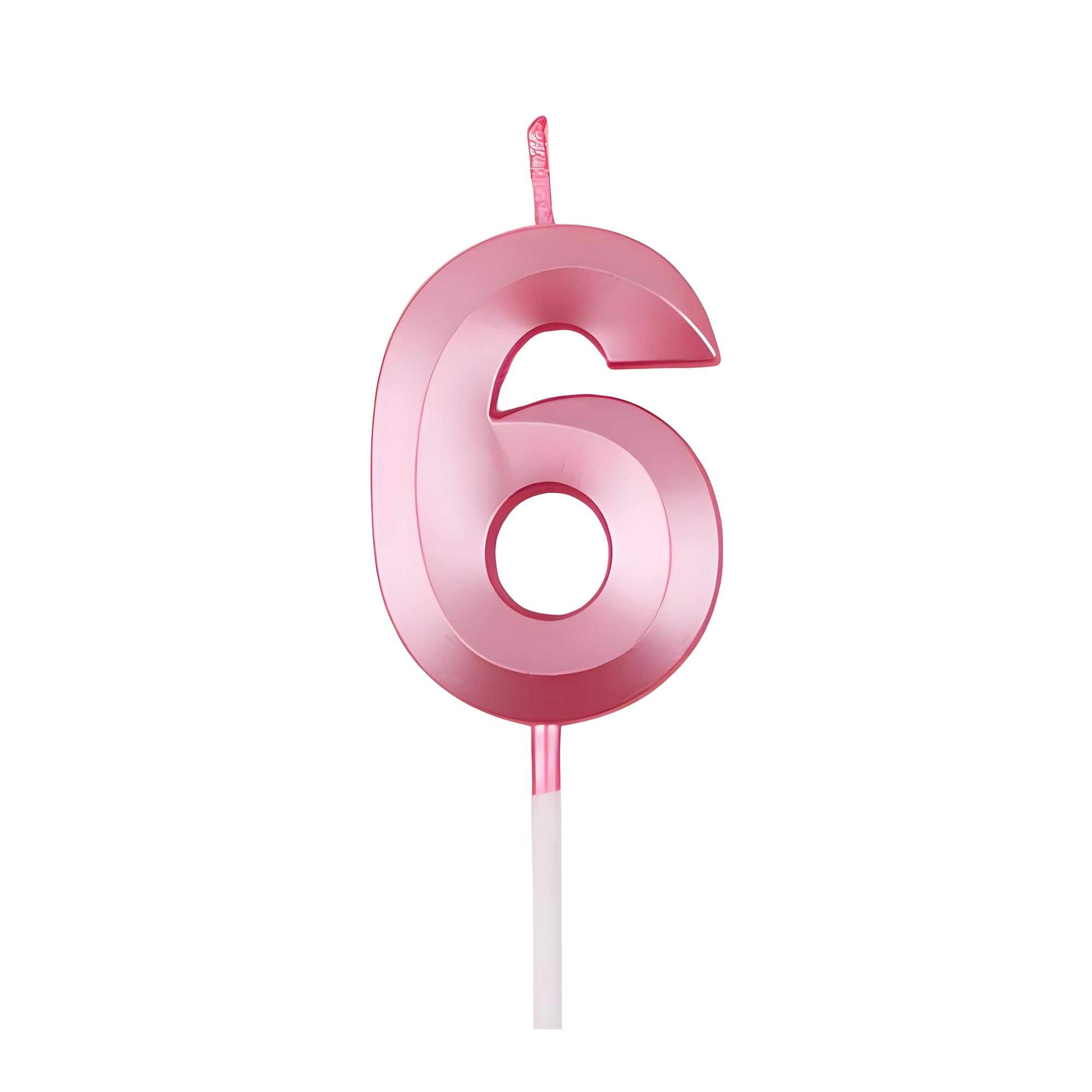 Juzfun Birthday Number Candles 6 for Cake Decoration Sixth Anniversary Party Celebration Metallic Pink Colour Size : Width 5 x Height 7 CM