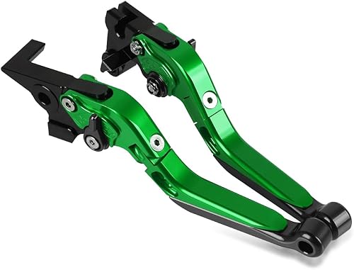 Miniatura 3 de Juego de palancas de freno y embrague plegable extensible CNC para ZX-6R ZX6R 2007-2016 Verde+Negro