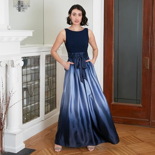 Image of S.L. Fashions Women's Sleeveless Long Satin Mother of The Bride Dress with Pockets, Formal Party Gown