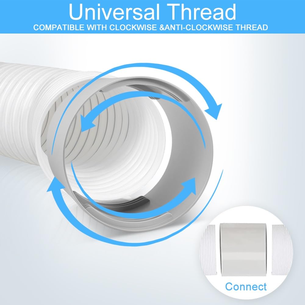 Acoplador de manguera de aire acondicionado de 5.9 pulgadas, extensión de manguera de aire acondicionado portátil, conector de manguera de aire acondicionado, soporte en sentido horario, rosca 3