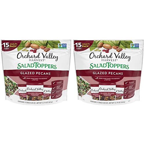 Orchard Valley Harvest Glazed Pecans Salad Toppers, 0.85 Ounce Bags (Pack of 30), with Cranberries and Pepitas, Non-GMO, No Artificial Ingredients