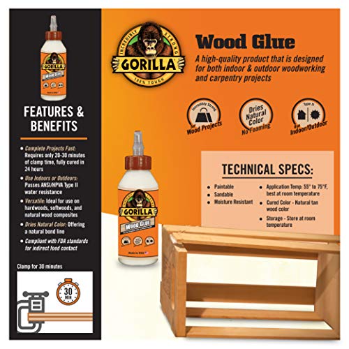 gorilla wood glue 8 ounce bottle natural wood color pack of 1