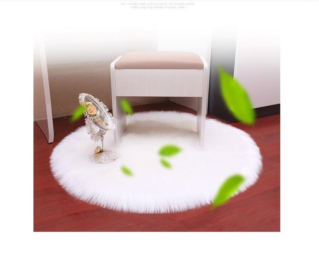 Dywan do Salonu Imitacja wełny dywan okrągły dywan mata podłogowa pluszowy dywanik do salonu Dywanik Dywany (Color : White, Size : 120cm)