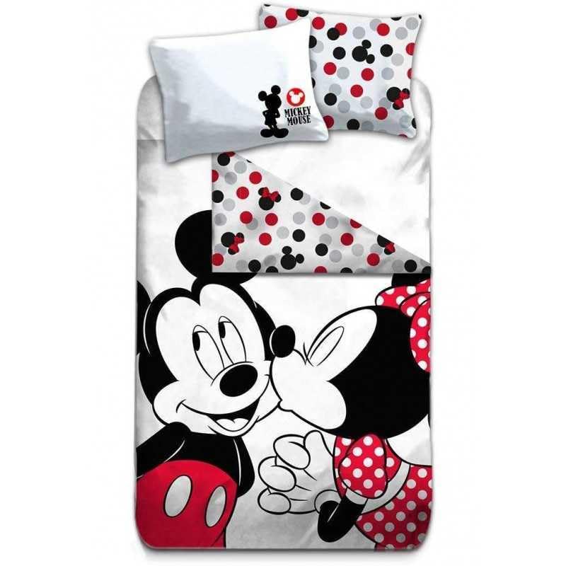 arlis Parure Housse de Couette Minnie and Mickey Disney - 1 Housse de Couette + 1 taie d'oreiller - 100% Coton (140 X 200 cm, Parure de lit Mickey et Minnie)