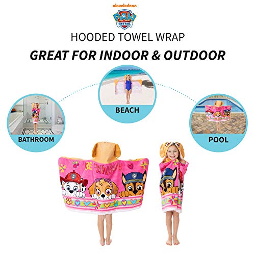 Franco HH4638 Paw Patrol Pink Bath/Pool/Beach Soft Cotton Terry Hooded Towel Wrap thumb #3