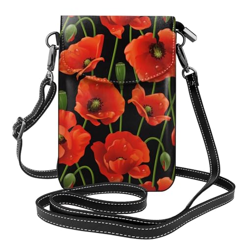 Pochette téléphone coquelicot avec porte-cartes : le mini sac bandoulière pratique en similicuir