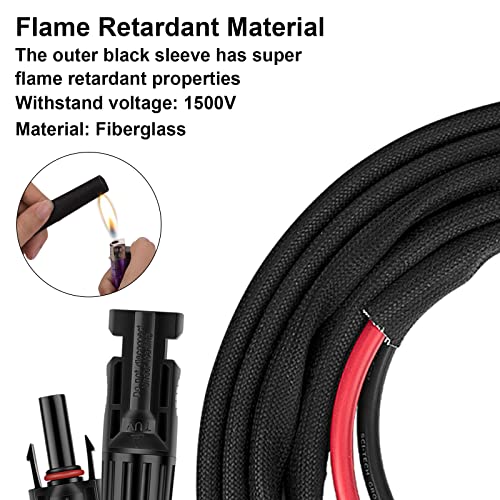 Image of 10FT 10AWG Solar Panel Extension Cable with Female and Male Connectors, Solar Cable for Solar Panels, Charge Controllers and Solar Generator (10AWG, 10FT)