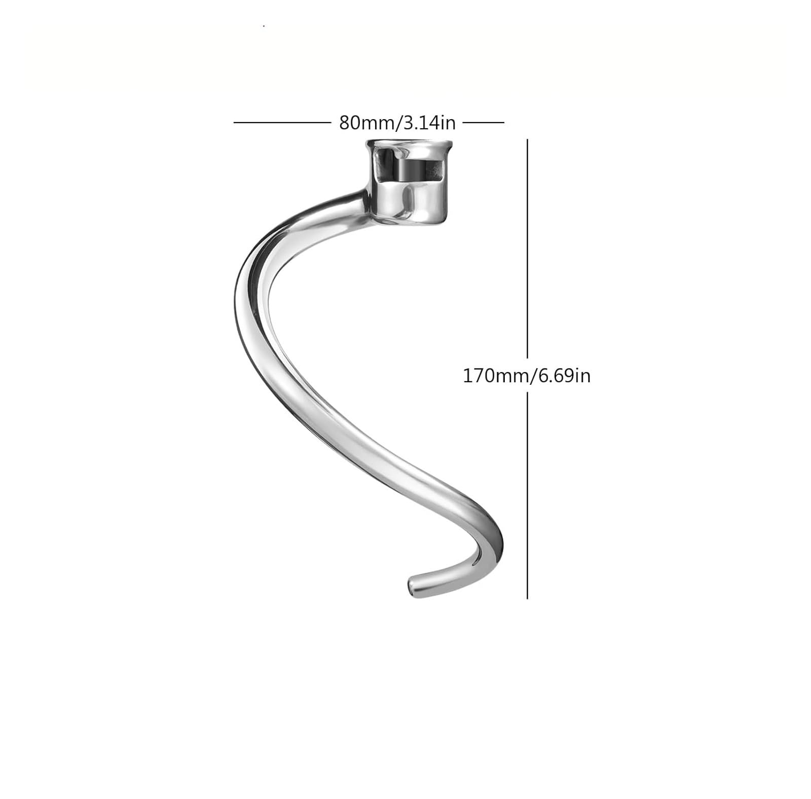 Spülmaschinenfest, Edelstahl-Knethakenaufsatz for 7 Quart Bowl Lift Standmixer, Ersatzteile Brot