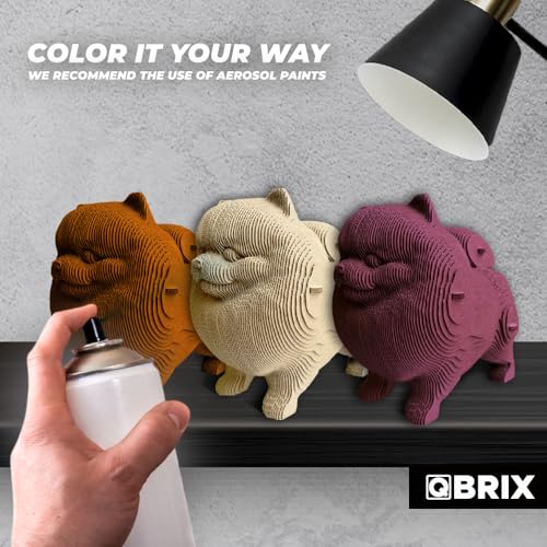 Image of QBRIX Pomeranian 3D Puzzles for Adults, 3D Puzzles for Adults, 3D Model Kit for Teens, DIY Crafts for Home Decor, Original Gift for Boys&Girls 14+, Cardboard Model Building Kit