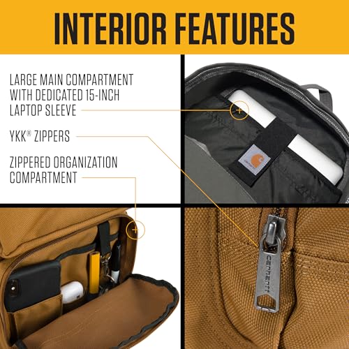 Carhartt 27L Classic Single-Compartment Backpack, Durable Pack with Laptop Sleeve and Duravax Abrasion Resistant Base, Black3