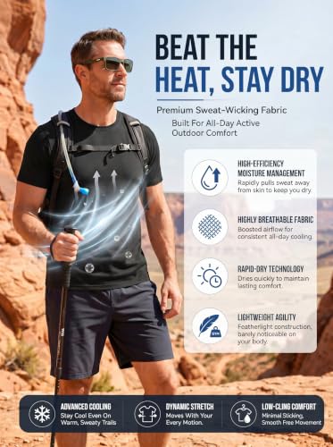 Image of OYGSieg 5 Pack Men's Quick Dry T-Shirts Short Sleeve Crew Neck Workout Tops | Quick Dry Sweat-Wicking Men's Short Sleeve Workout Tees, Athletic Polyester Tops For Gym Running Fitness & Daily Active Wear