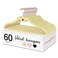 HOUSE DAY Velvet Hangers 60 Pack, Non Slip Flocked Felt Hangers, Sturdy Velvet Clothes Hangers, Cute Heart Hangers, Heavy Duty Coat Hangers, Ultra Slim Hangers for Closet Space Saving