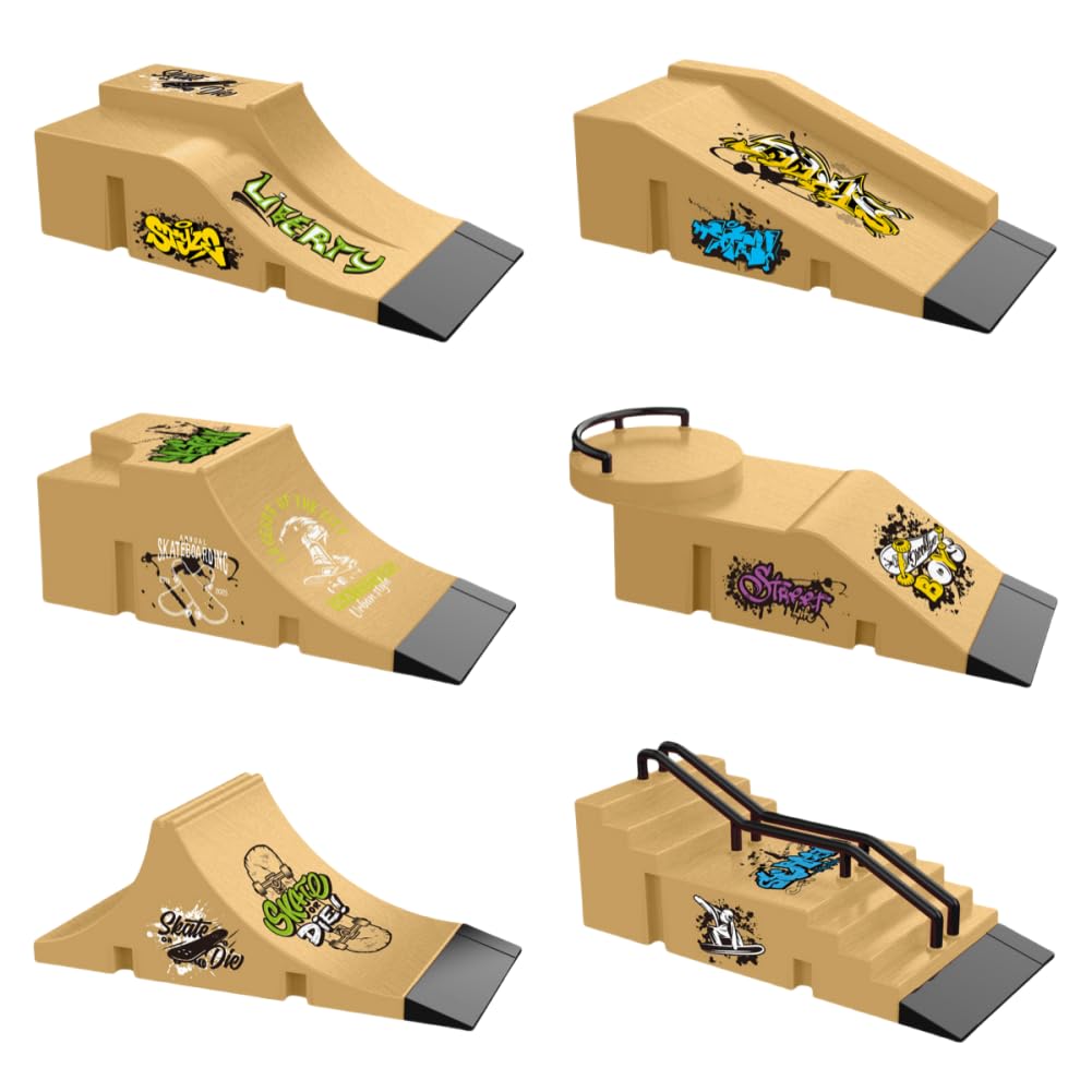 Fingerboard Skate Park Kit,Skateboard Finger Toys with 13 Pieces of Skateboards, Ramps, Skates, Scooters - Image 2