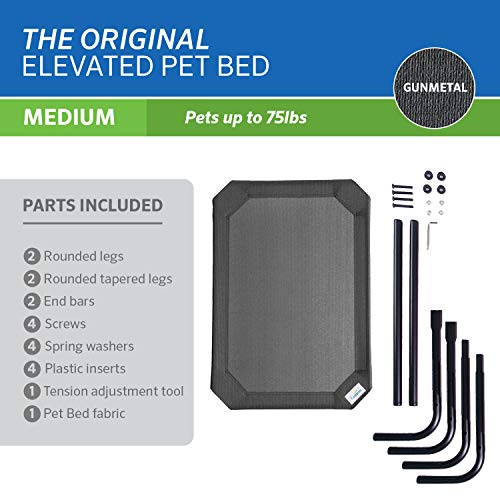 Image of Coolaroo Original Elevated Dog Bed - Breathable Off-The-Ground Pet Bed with Cooling Fabric, Joint Relief & Moisture-Resistant Fabric, 100% Recyclable, Easy Clean, Gunmetal, Medium