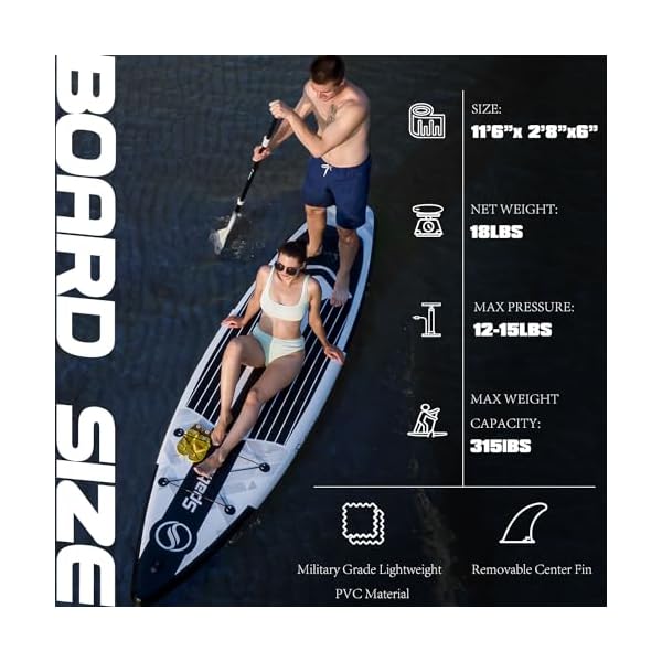 Spatium Inflatable Stand Up Paddle Board Inflatable SUP Ultralight Inflatable Paddle Board for Adults for All Skill Levels,No-Slip EVA Deck,Paddleboard Inflatable with SUP Paddle Board Accessories - Image 3