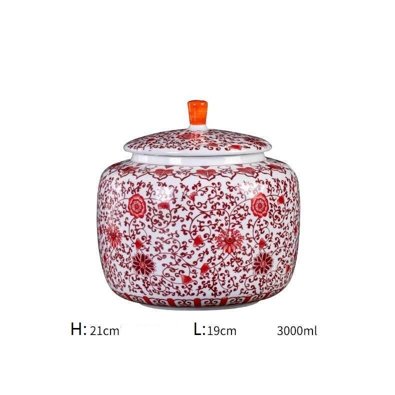 Duży niebieski i biały kubek na herbatę owinięty ceramiczny słoik uszczelniony czarny herbata pu'er biała herbata garnek do przechowywania luzem pojemnik do przechowywania (A)