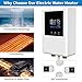 Tankless Water Heater Electric, 5500W 110V Instant Hot Water Heater with Remote Control and LCD Touch Screen on Demand, Bathroom Sink and Faucet, Save Space (White)
